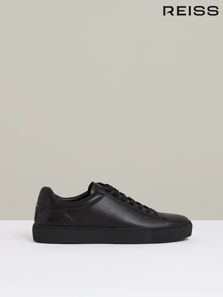 Reiss All Black Finley Leather Low-Top Trainers (AJ5245) | €195