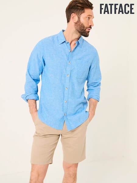 FatFace Bugle Bright Blue Linen Cotton Shirt (AJ5294) | €60