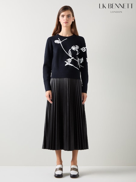 LK Bennett Black Henrietta Flower Detail Jumper (AJ5443) | AED521