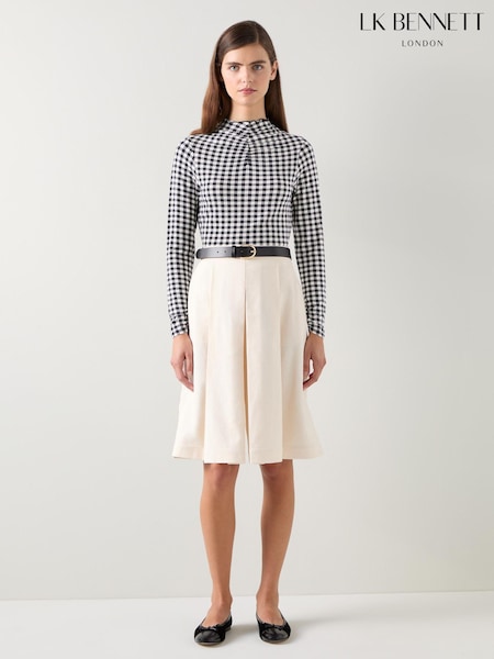 LK Bennett Laurie Gingham Print Turtle Neck Top (AJ5445) | 330 LEI