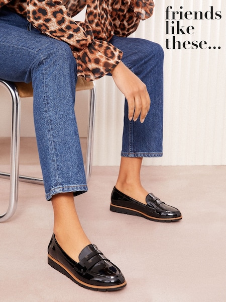 Friends Like These Comfort Patent Faux Leather Flat Loafers (AJ5464) | ‏146‏₪