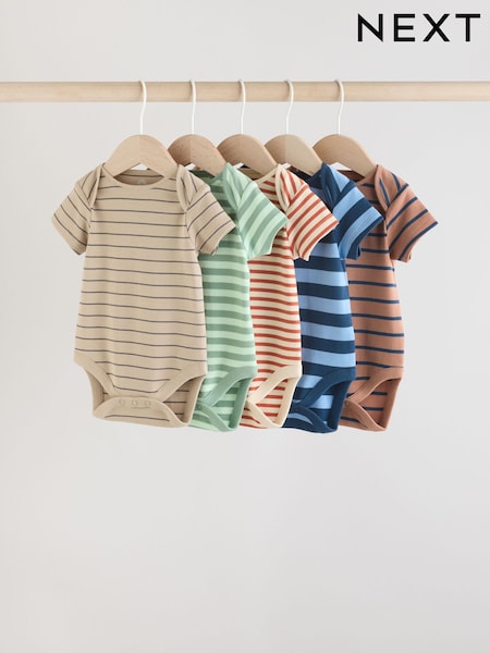 Mehrfarbig gestreift - Short Sleeve Baby Bodysuits 5 Pack (AJ5557) | 21 € - 24 €