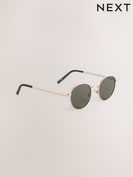 Gold Colour Round Metal Sunglasses (AJ5563) | R$ 70 - R$ 80