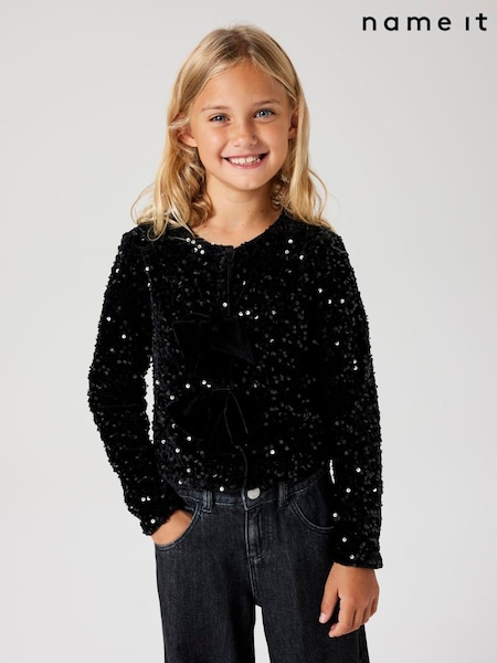 Name It Long Sleeve Sequin Bow Cardigan (AJ5898) | 142 LEI