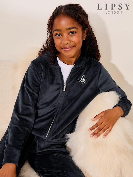 Lipsy Navy Blue Super Soft Velour Zip Up Hoodie (5-16yrs) (AJ5901) | €26 - €37