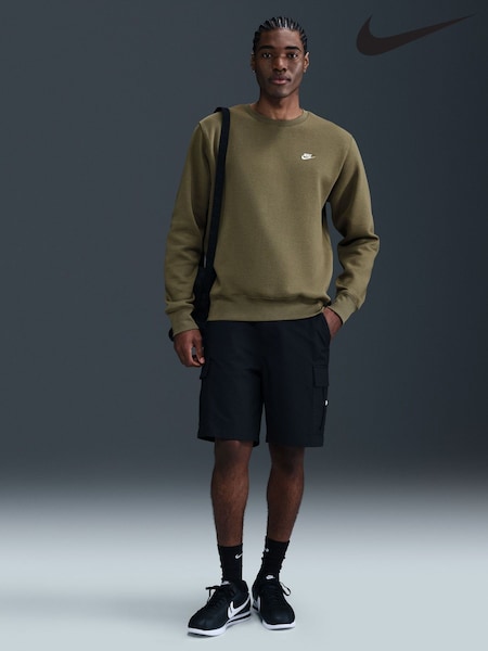 Nike Medium Olive Green Club Crew Sweatshirt (AJ6059) | €71
