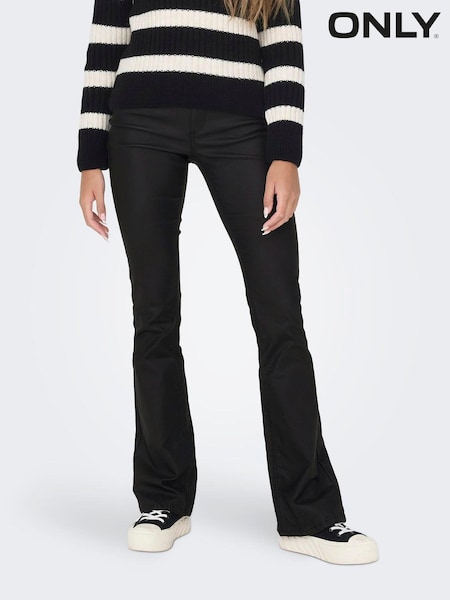 שחור - Only Blush Mid Waist Flared Jeans With Super Stretch (AJ6170) | ‏191‏₪