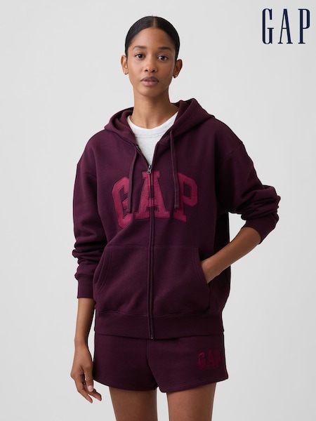 Maroon - Gap Relaxed Logo Zip-up Hoodie