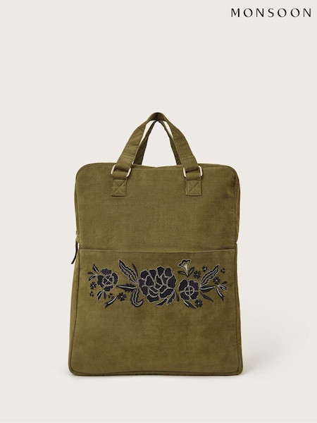 Monsoon Green Beth Embroidered Corduroy Backpack (AJ6286) | €34