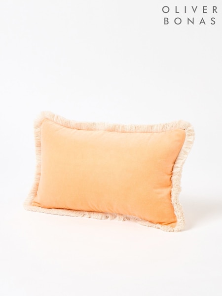 Oliver Bonas Orange Issey Velvet Fringed Rectangular 100% Cotton Cushion Cover (AJ6299) | €37