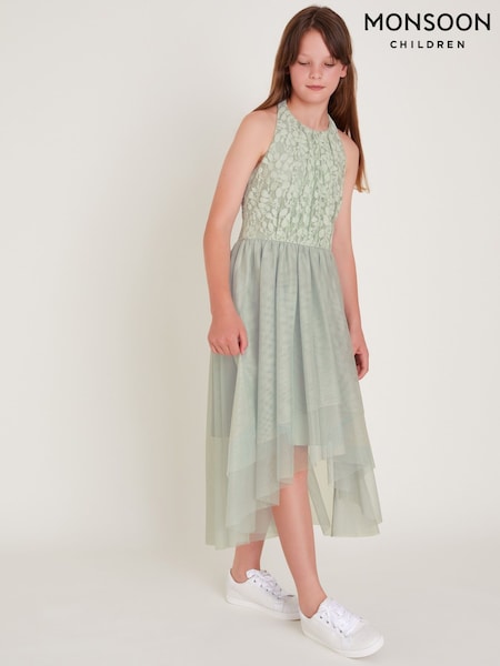 Monsoon Green Hayley Halter Lace Prom Dress (AJ6341) | €74 - €81