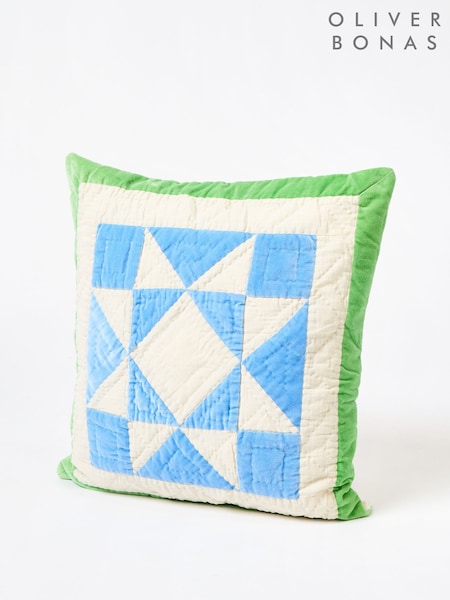 Oliver Bonas Blue Star Cotton Patchwork Cushion Cover (AJ6355) | €45