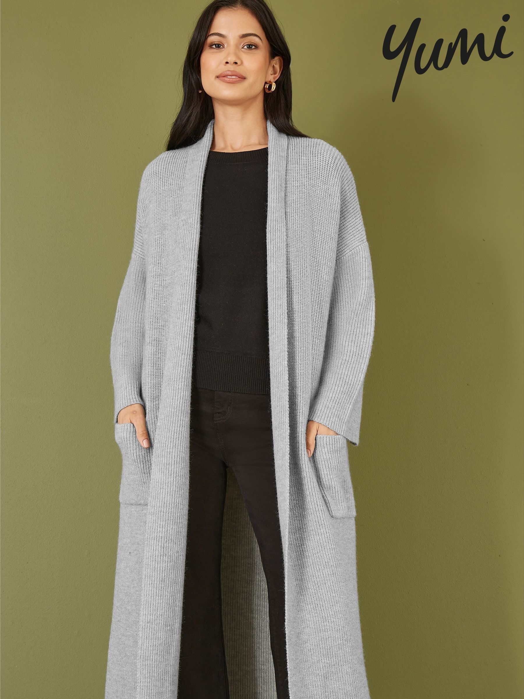 Buy Women's Cardigans Grey Long Line Regular Online | Next South