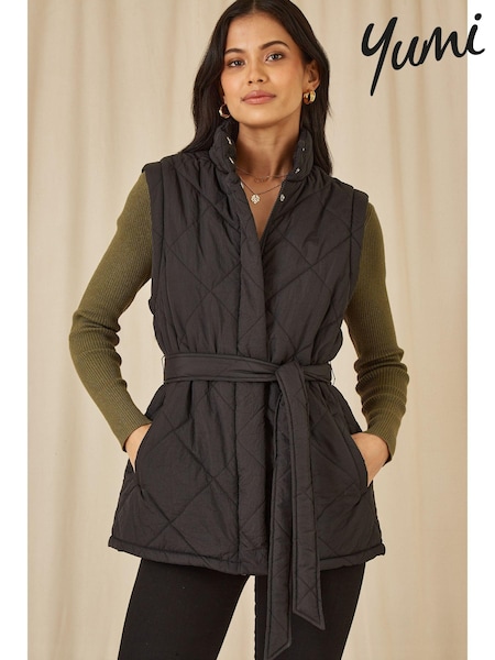 Yumi High Neck Quilted Gilet With Belt (AJ6371) | €73