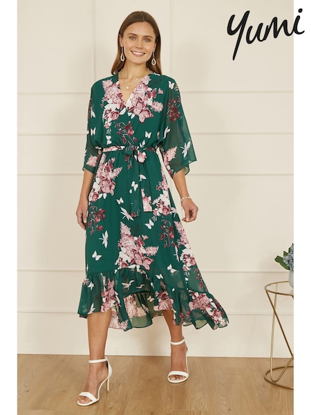 Yumi Floral Kimono Dipped Hem Dress (AJ6377) | €102