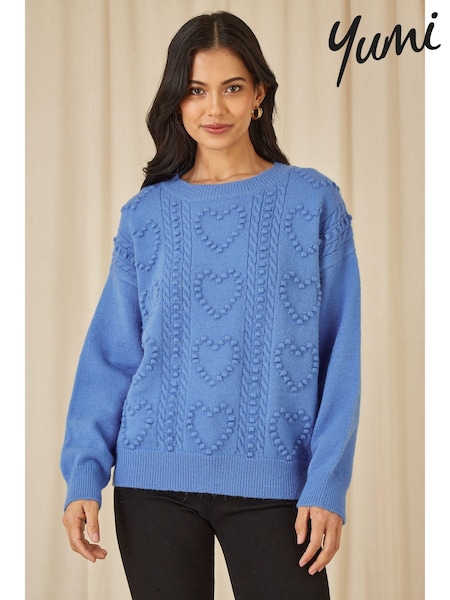 Yumi Blue Heart Knit Relaxed Jumper (AJ6381) | 3,004 UAH