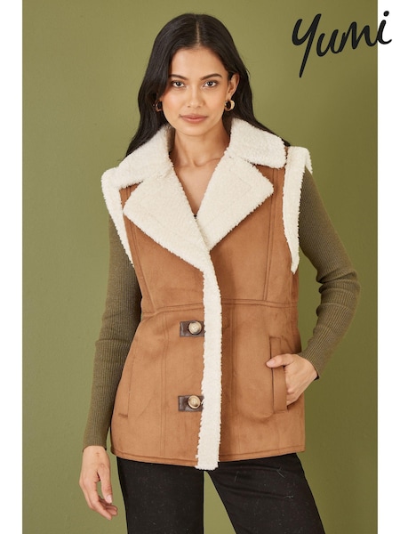 Yumi Sherpa Style Button Up Gilet (AJ6385) | €43