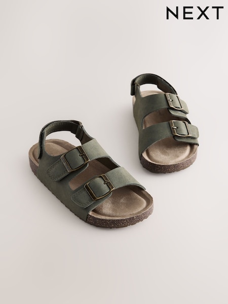 Khaki Green Standard Fit (F) Double Buckle Cushioned Footbed Sandals (AJ6393) | R$ 155 - R$ 205