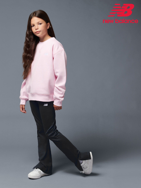 Negru - New Balance Fete Small Logo Flare Colanți (AJ6430) | 223 LEI - 268 LEI