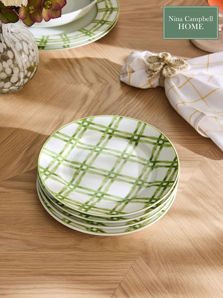 Nina Campbell Set of 4 Green/White Bamboo Side Plates (AJ6456) | €40
