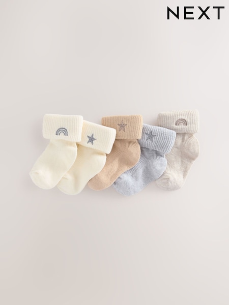 Neutral Embroidered - Baby Socks 5 Pack (0mths-2yrs) (AJ6473) | 10 €