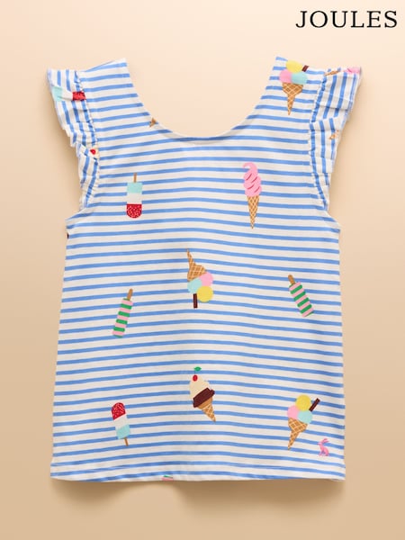 Joules Butterfly Blue Frill Sleeve Vest (AJ6494) | R$ 120 - R$ 160