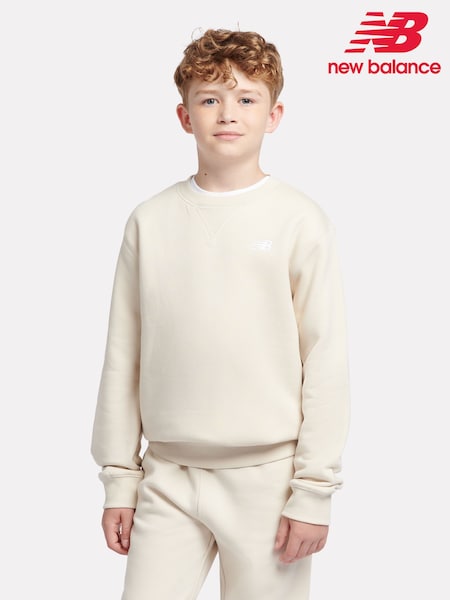 New Balance White Boys Small Logo Sweatshirt (AJ6508) | €60 - €72