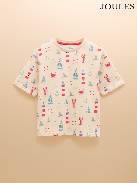 Joules Let's Go Cream Short Sleeve T-Shirt (AJ6511) | R$ 110 - R$ 130