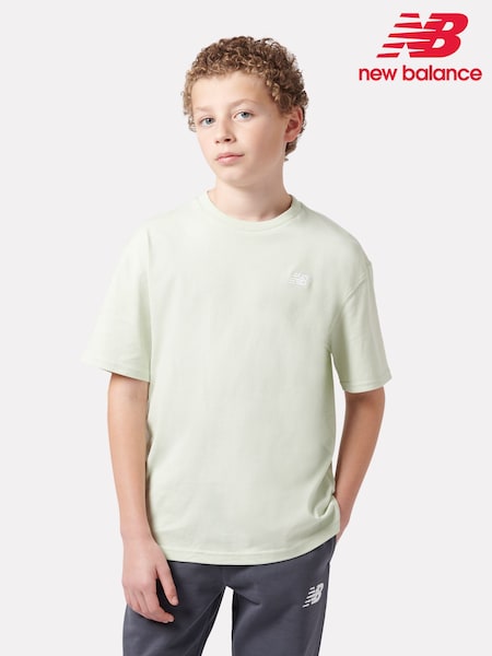New Balance Green Kids Jersey Small Logo 100% Cotton T-Shirt (AJ6515) | AED116 - AED140