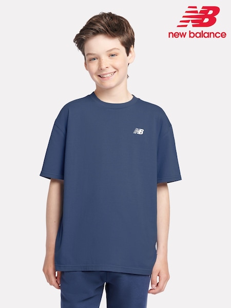 New Balance Blue Navy Kids Jersey Small Logo 100% Cotton T-Shirt (AJ6521) | AED116 - AED140