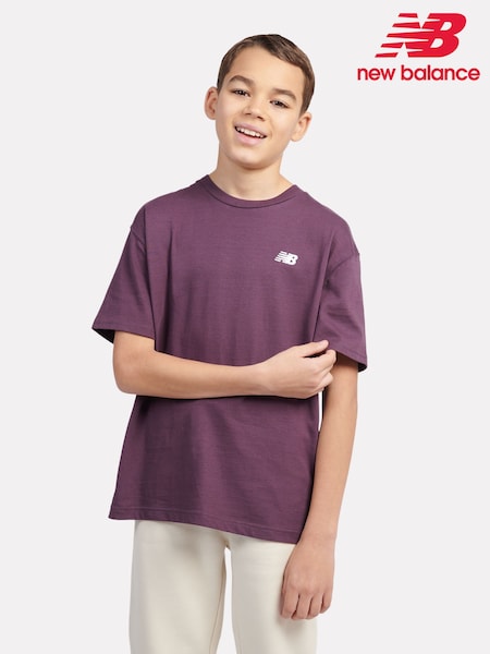 New Balance Brown Kids Jersey Small Logo 100% Cotton T-Shirt (AJ6527) | €27 - €32