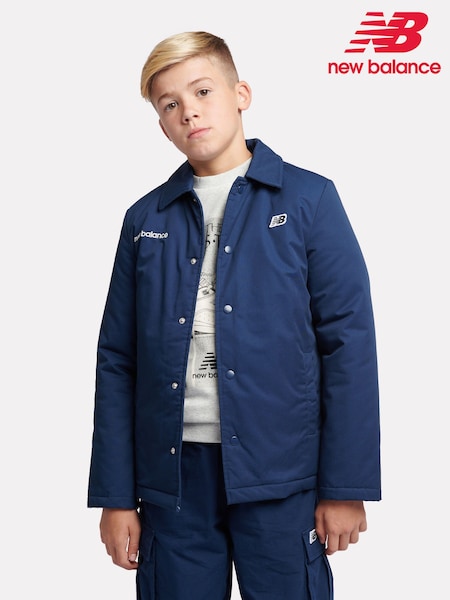 New Balance Blue Boys 100% Cotton Premium Coach Jacket (AJ6537) | €146 - €175