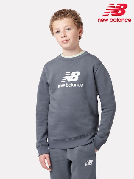 New Balance Grey Light Boys Stacked Logo Sweatshirt (AJ6545) | €53 - €64