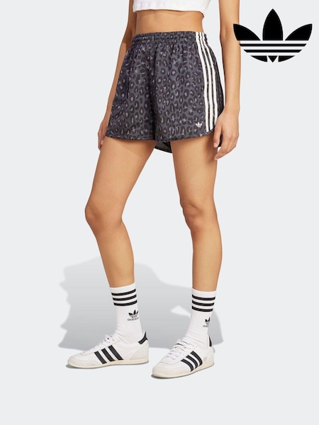 adidas Originals Black Animal Print Satin Shorts (AJ6601) | ₪176