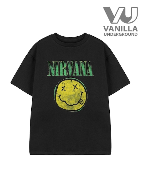 Vanilla Underground Black Kids Nirvana Licensed 100% Cotton T-Shirt (AJ6714) | ₪88