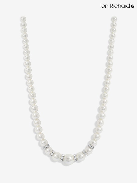 Jon Richard Silver Tone Pearl And Crystal Rhondelle Necklace (AJ6781) | 124 QAR