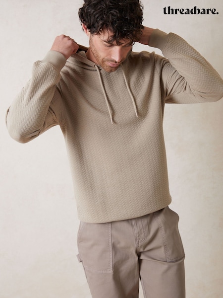 Threadbare Brown Jacquard Textured Pull-Over Hoodie (AJ6794) | €37