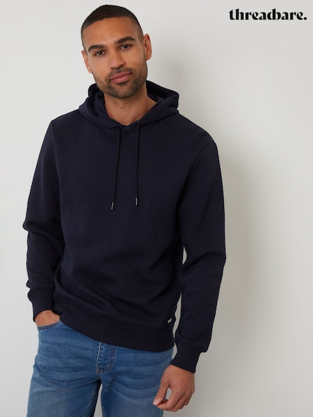 Threadbare Blue Jacquard Textured Pull-Over Hoodie (AJ6805) | €37