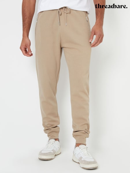 Threadbare Brown Pintuck Detail Pique Cuffed Joggers (AJ6822) | €34