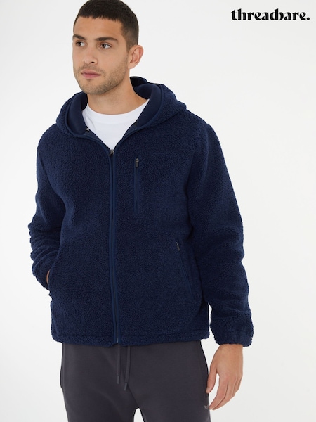 Threadbare Navy Blue Navy Blue Neutral Zip Up Funnel Neck Fleece Jacket (AJ6846) | R$ 525