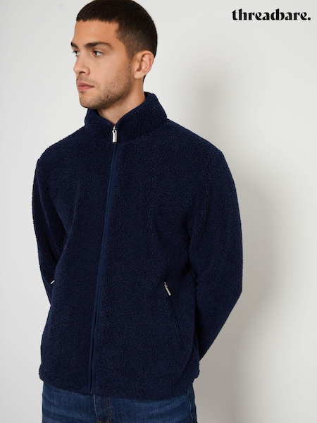 Albastru - Jachetă fleece Threadbare Neutră cu fermoar și guler înalt (AJ6847) | 178 LEI