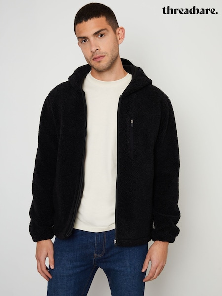 Threadbare Black Navy Blue Neutral Zip Up Funnel Neck Fleece Jacket (AJ6848) | R$ 525