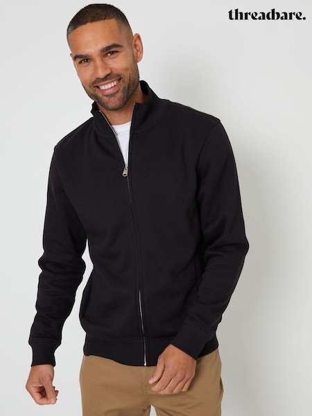 Threadbare Black Funnel Quarter Zip Through Sweatshirt (AJ6854) | R$ 325