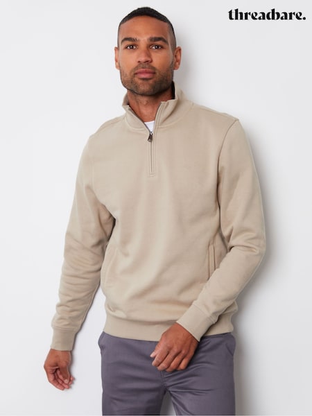 Threadbare Light Stone Quarter Zip Neck Sweatshirt (AJ6860) | R$ 255