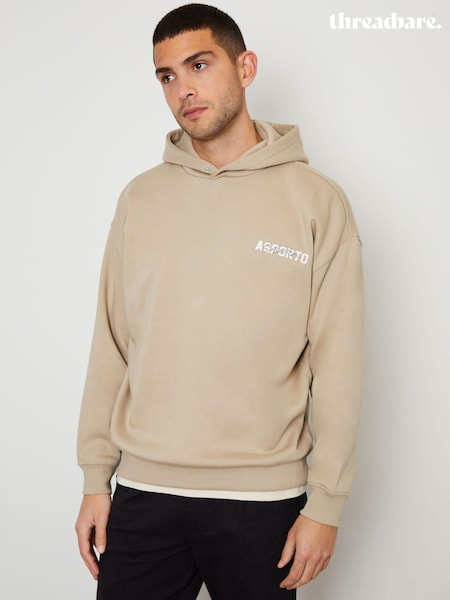 Ruskea - Threadbare Relaxed Fit Graphic Print Pull-over Hoodie (AJ6865) | €44