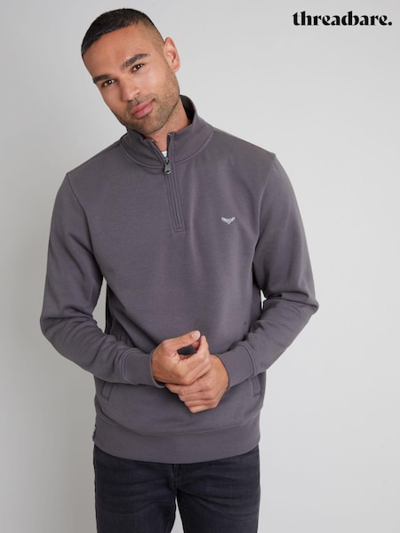 Сланец - Threadbare Quarter Zip Neck Sweatshirt (AJ6869) | €29