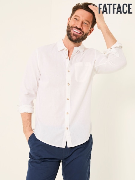 FatFace Bugle White Linen Cotton Shirt (AJ6915) | AED262