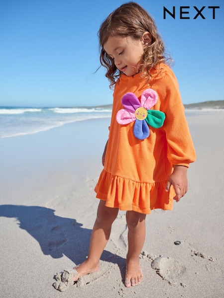 Orange Flower Towelling Hoodie (3mths-8yrs) (AJ6921) | €25 - €32