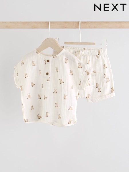 Neutral Bear Print Top and Shorts Baby Set (0mths-3yrs) (AJ7008) | €23 - €26