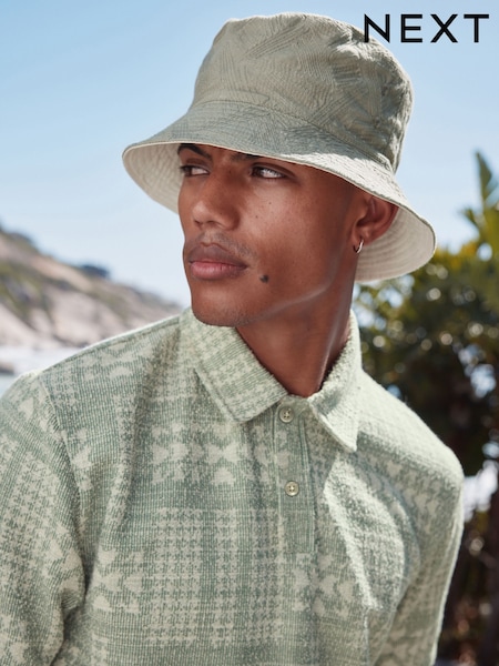 Neutral Stone Reversible Embroidery Bucket 100% Cotton Hat (AJ7033) | €16